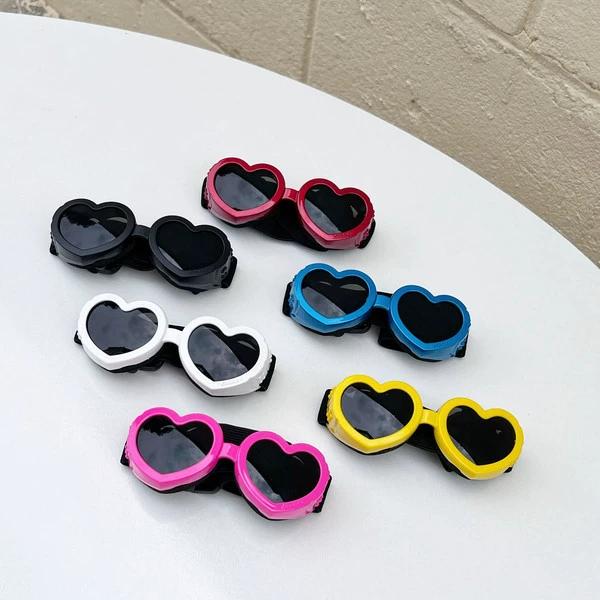 

For Small Dogs And Cats Pet Heart Sunglasses - Fun Photo Props Lovely Accessories Cat And Dog Sunglasses Pet Glasses The Decorative Item Suitable 1pcs жовтий