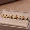 Henson Stainless Steel Double-Headed Zircon Butterfly Stud Earrings