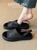 [Fanfna] Super Soft Leather 2025 Summer New Wear Retro French with Skirt Soft-soled Flat-soled Roman Shoes