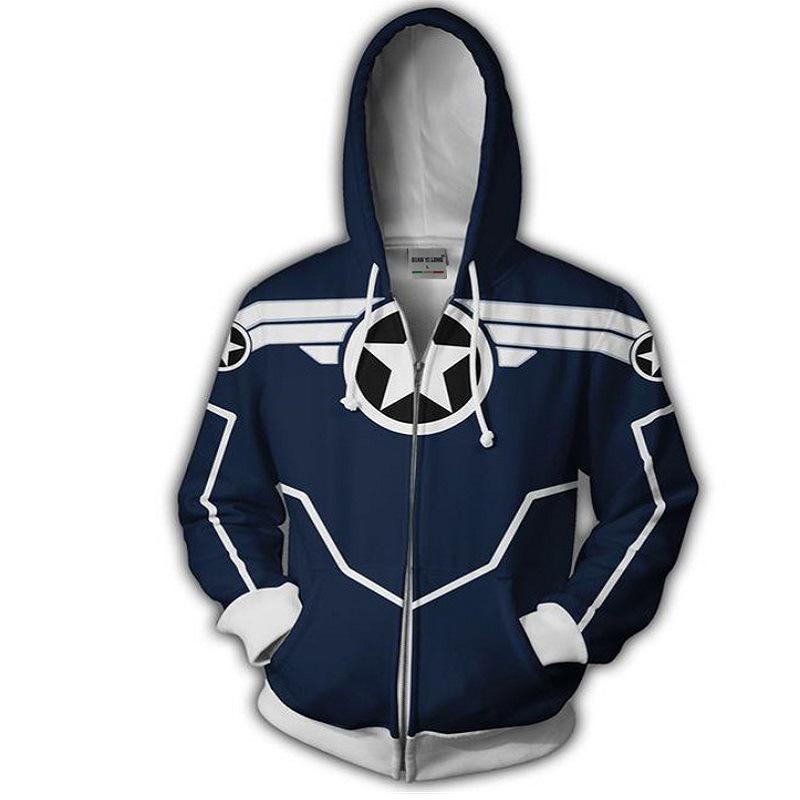 

Autumn Men s Captain America Zipper Hoodie Sweatshirt 2XL