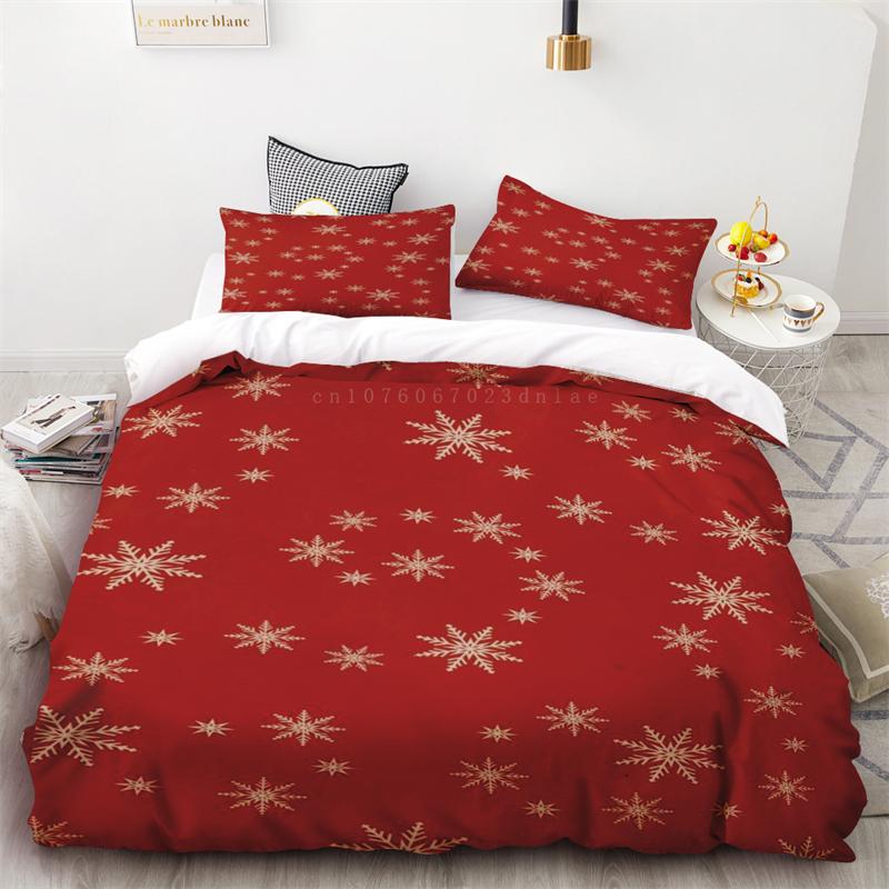 

Duvet Cover Christmas Snowflake Three Piece Set One Quilt Cover Two Pillowcases Single Double Bed Queen King Room Decoration EU single(135x200cm)