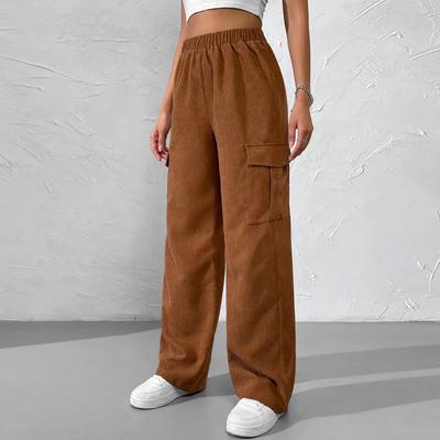 Jaro a podzim Ženy Jednobarevné Ležérní Dlouhé kalhoty Móda Manšestrová látka Nohavice Pohodlí Volné Streetwear Kalhoty s vysokým pasem Cargo