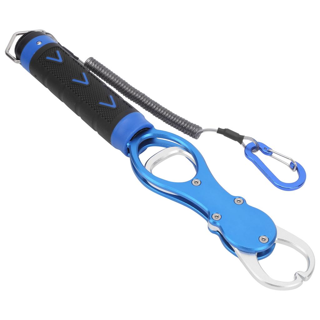 Aluminum Alloy Fish Controller with Scale Portable Weighing Fishing Lip Grip ToolBlue