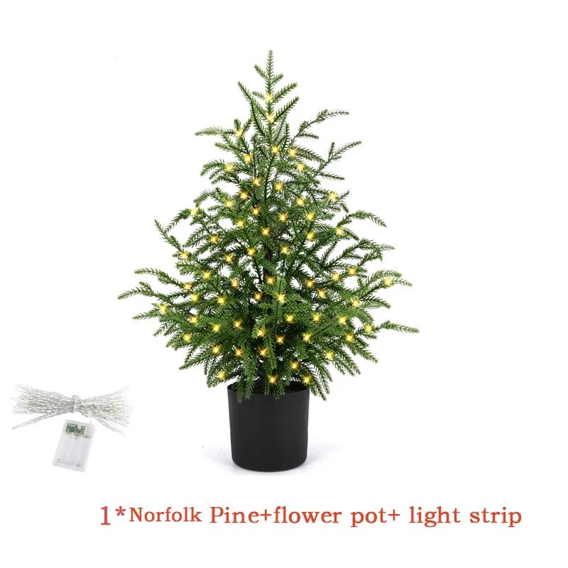 JUSTINLAU 2FT Artificial Norfolk Pine Cypress Leaves Potted Trees Tabletop Faux Tree Holiday Christmas Decor for Home or Office