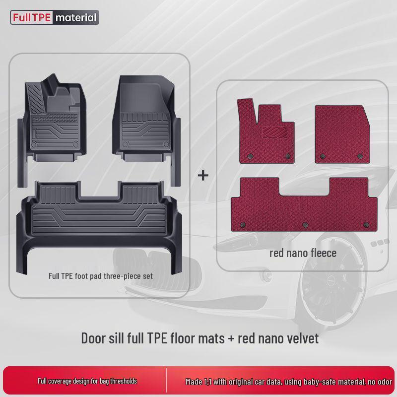 TPE Surround Titanium 7 Car Floor Mats with Leopard Print Door Sill - 2025 Edition