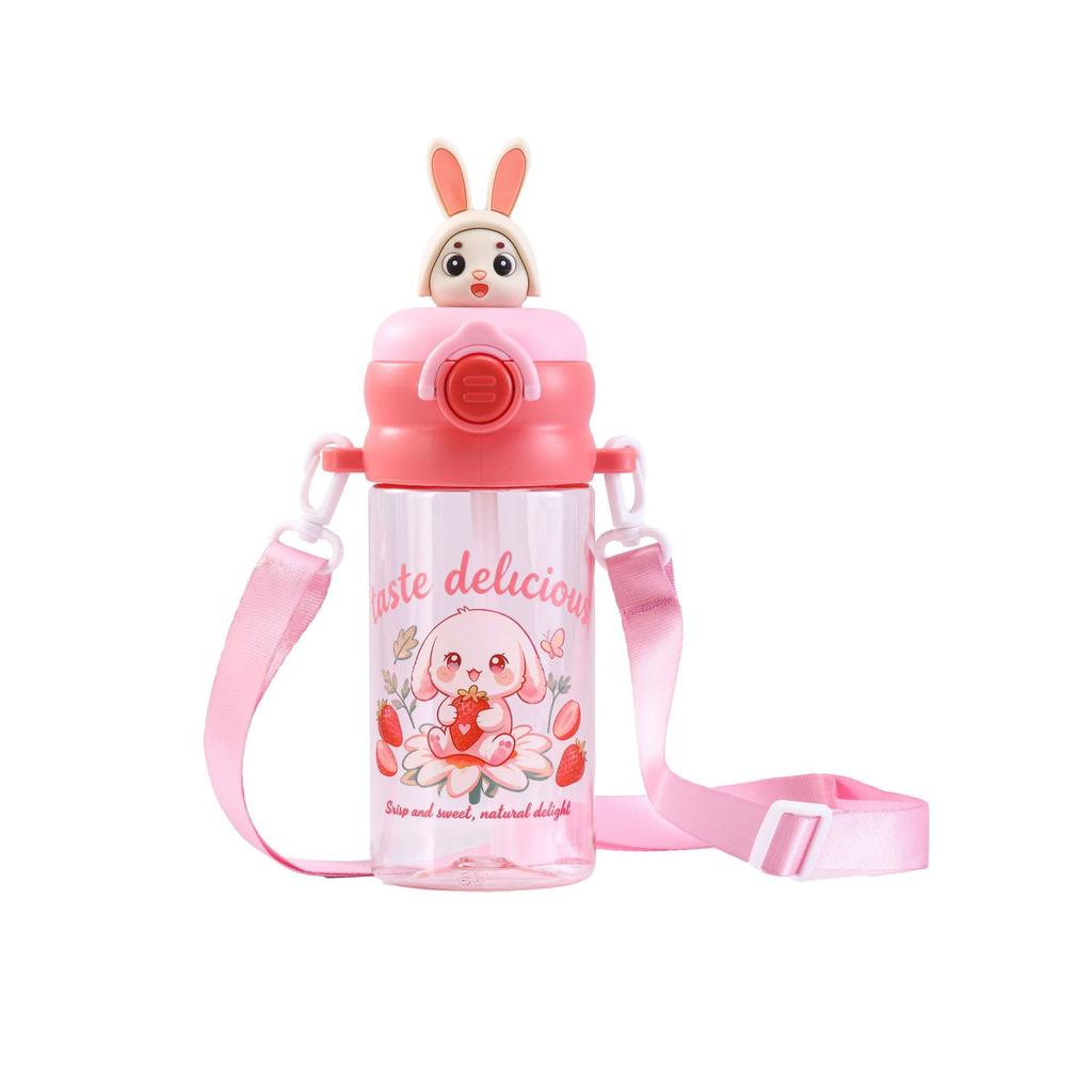 Water bottle cute three-dimensional animal doll children's plastic water cup 100mL cartoon creative strap portable elastic cover cup