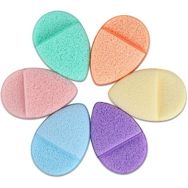 6Pcs Facial Sponges Set, Cleansing Puff, Colorful Facial Sponges for Face Wash, Reusable Makeup Remover Exfoliating Pads for Daily Cleansing