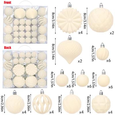 48PCS Durable Plastic Flocked Christmas Ball 4/6/8cm Suspensable Christmas Tree Balls 7 Colors Xmas Ornament Ball Home