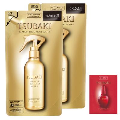 TSUBAKI Premium Treatment Water (Hair Water) Refill (200ml X 2) + Bonus: Damage Repair, Bedhead Fix, Leave-In [Amazon.co.jp Exclusive]