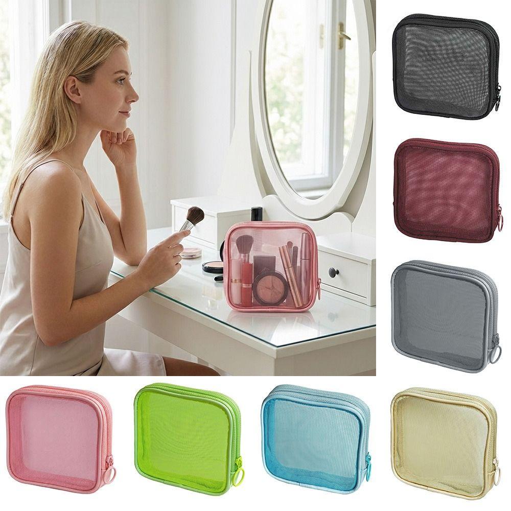 Zipper Design Mesh Storage Bag Mesh Lipstick Cosmetic Pouch High Quality Makeup Bag