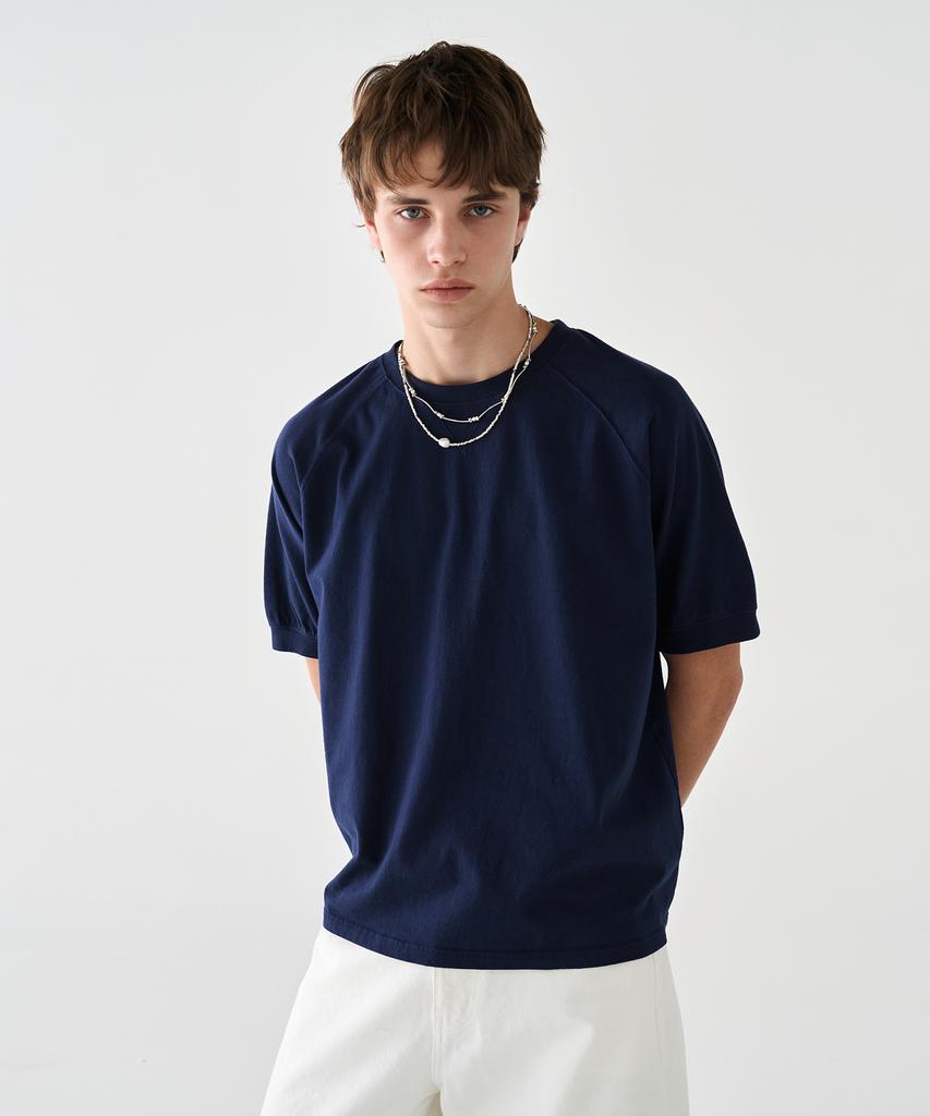 KNOUUN Raglan Crop T-Shirt (Navy)