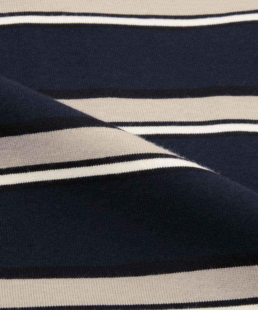 TRILLION Striped Rugby Oversized Pique Polo Shirt [Navy]