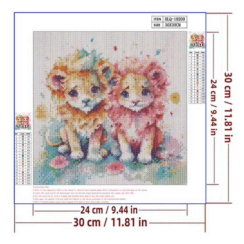 5d DIY Diamond Painting Cross Stitch Cute Animal Watercolor Lion Diamond Embroidery Mosaic Full Round Drill Home Decor Arts