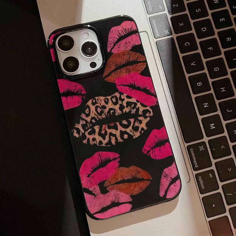 Fashion Lips Leopard Print Phone Case For iPhone 17 Pro Max 16E 16 15 14 13 12 11 Pro 17Air X XR XS Max 7 8 16 Plus Soft Cover