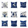 Christmas Blue Series Elk And Pine Trees Digital Printing Short Plush Pillow Covers For Car Sofa Office Cushion Cover Home Goods