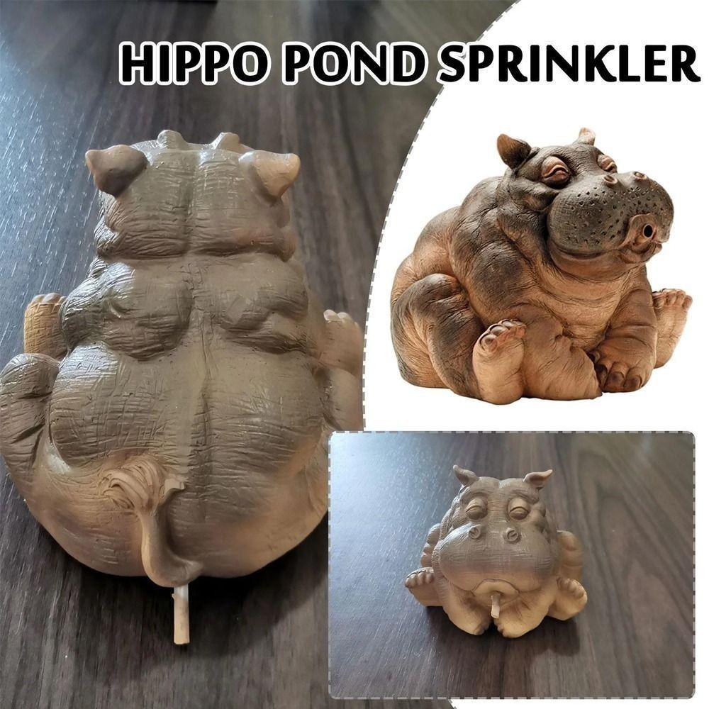 Hippo Decor Realistic Hippo Pond Spitter Statue Cute Simulation Hippo Garden Statue Resin Animal Fountain Home