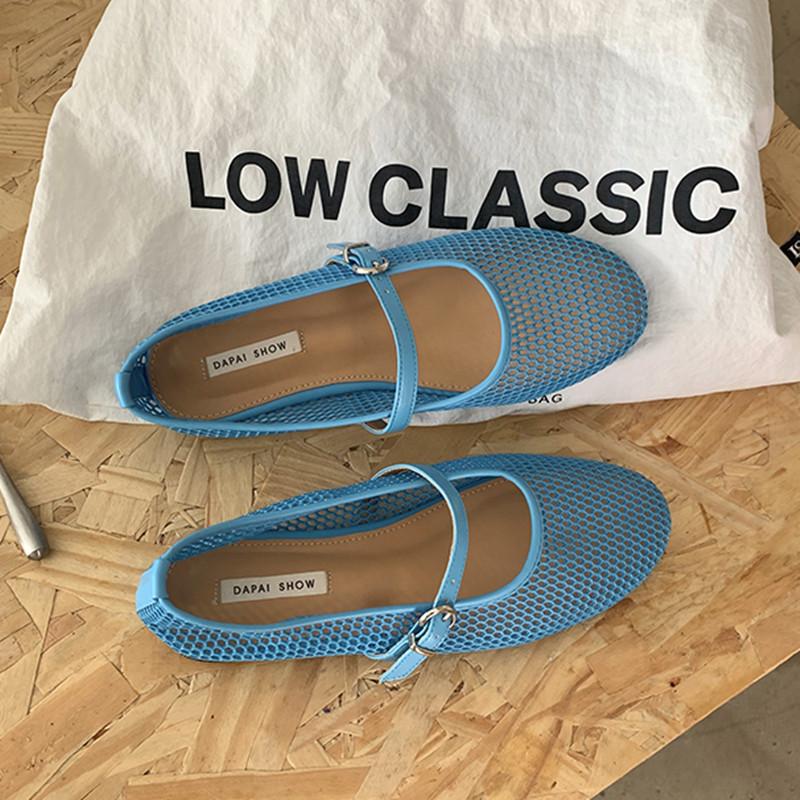 Fashion Bailamos Women Flats Summer Wear Round Toe Straight Buckles Sandals Casual Comfortable Flats Cut-out Mary Jane Single Shoes