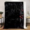 The pattern features dark wolves with red eyes and red snarling mouths on black. for all seasons blanket lunch break throw gift
