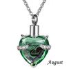 Always In My Heart Stainless Steel Birthstone Heart -Shaped Glass Clavicle Chain Perfume Bottle Keepsake Necklace Jewelry