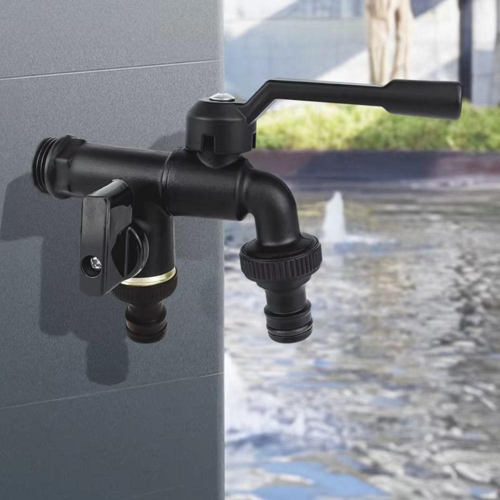Dual Outlet Brass Garden Hose Faucet Black Washing Machine Bibcocks Anti-Freeze Bibcocks  Garden