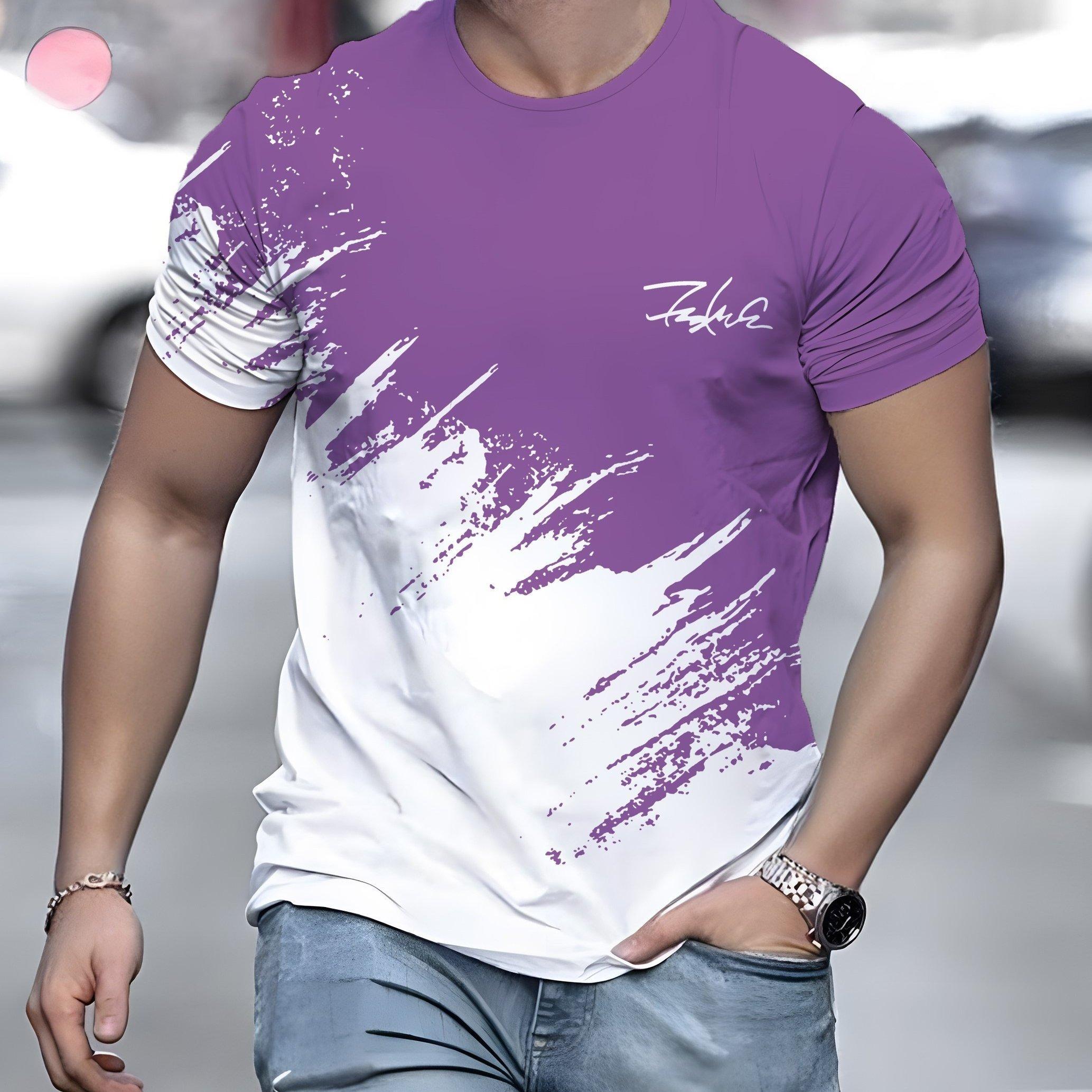 ETST WENDY 005 Casual heren T-shirt met gradiëntprint en korte mouwen voor heren 3D-tekstpatroon T-shirts Topmode Straatontwerp Herenkleding L
