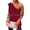 Slanted Shoulder Lace Up Sleeveless Top Pure Color Shoulder Shoelace Sleeveless Tops