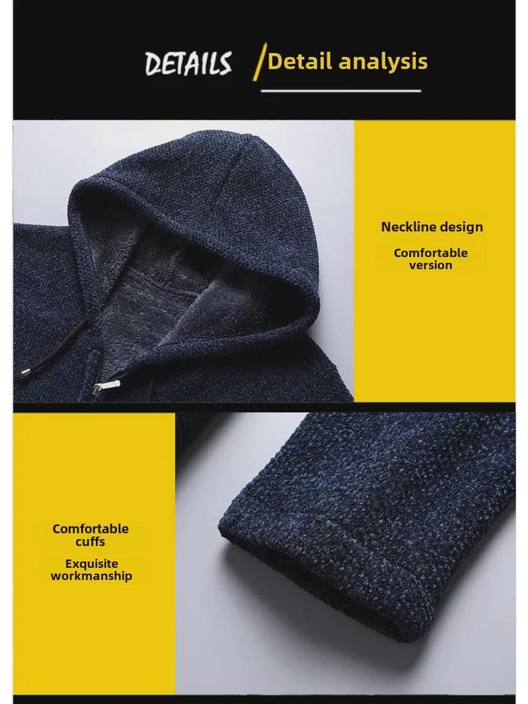 Ženilkový pletený kardigan s kapucí a dlouhým svetrem, trend