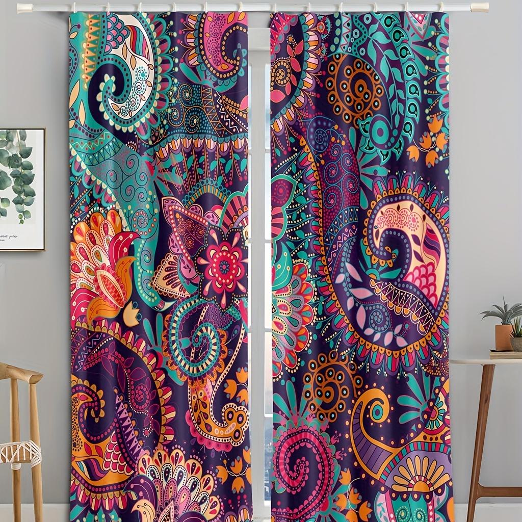 Baroque Abstract Geometric Bohemia BohoWindow Curtains Blinds for Kids Living Room Bedroom Kitchen Door Home Decor 2Pcs Bothroom