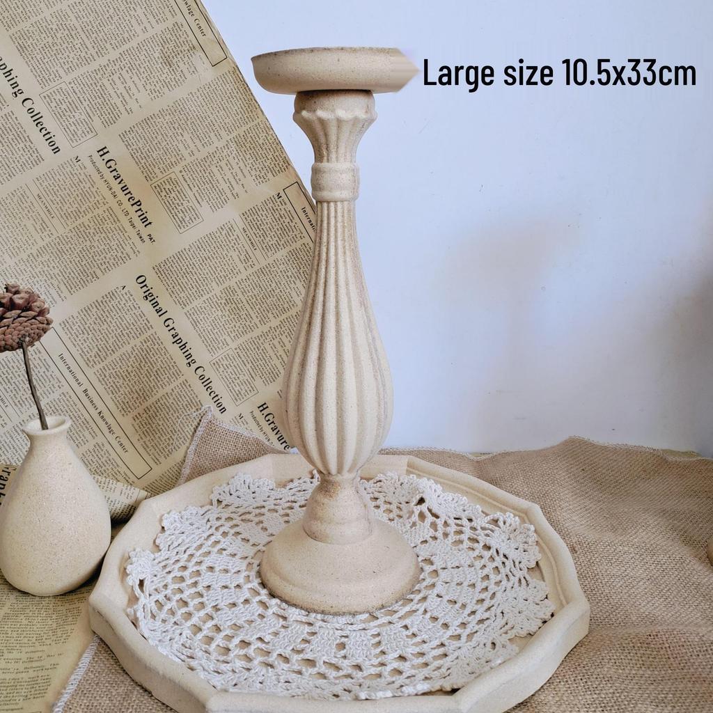 European-Style Retro Wooden Candlestick Decor for Photography and Homestay