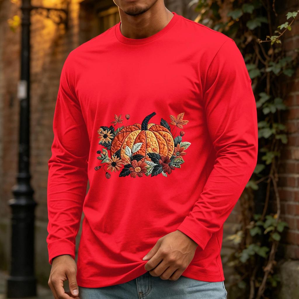 Men's Casual Long Sleeve Neck T-Shirt for Halloween