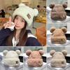 Women Fashion Bear Ears Knitted Hat Thickened Plush Cap