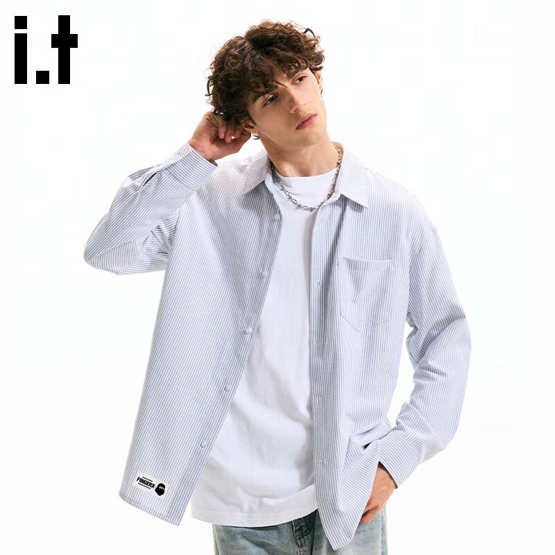 Fingercroxxit Unisex Striped Oxford Long Sleeve Shirt XL