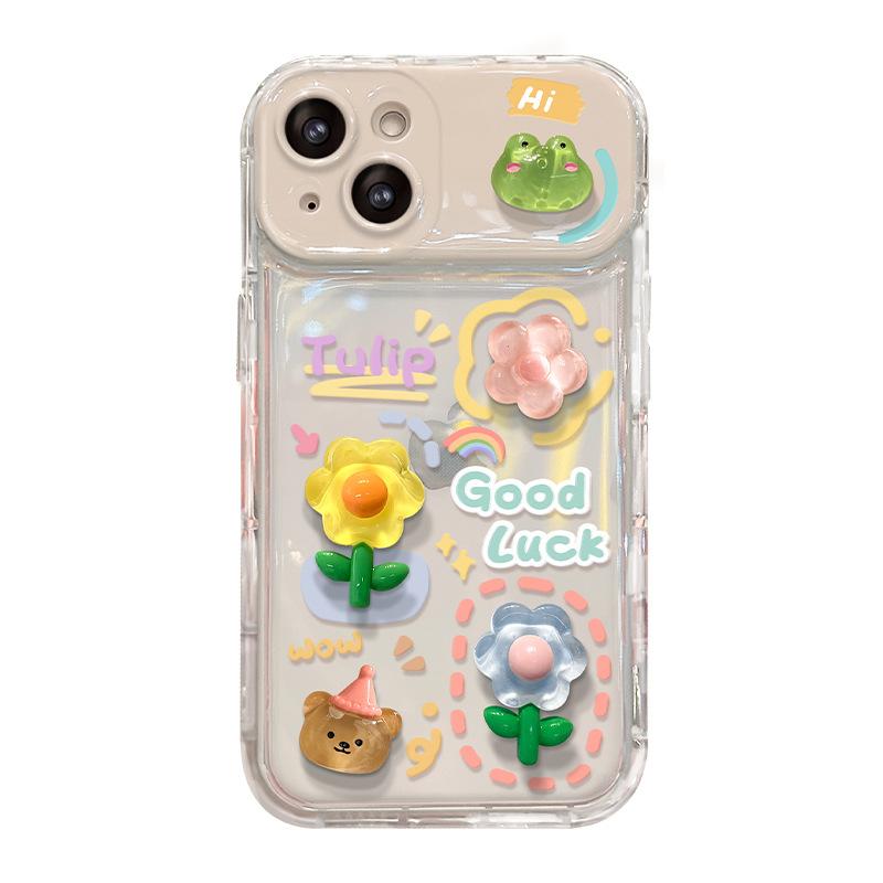 Applicable To Apple 15 Mobile Phone Case IPhone 14/13pro Frog Flower Doll Chain 11/12 Flip Mirror