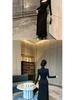 Elegant Black Plus Size Long Sleeve Hollow Dress with French Collar