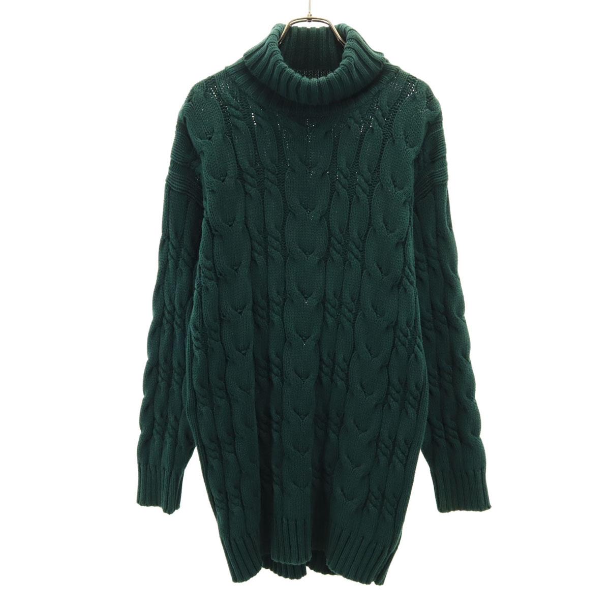 

GAP 90s Old Long sleeve Turtleneck Cable sweater M Deep green knit Men s Used