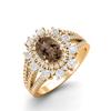 2.17 Ctw Oval Smoky Quartz 925 Sterling Silver Gold Vermeil Trio Split Shank Accents Women Wedding  Ring