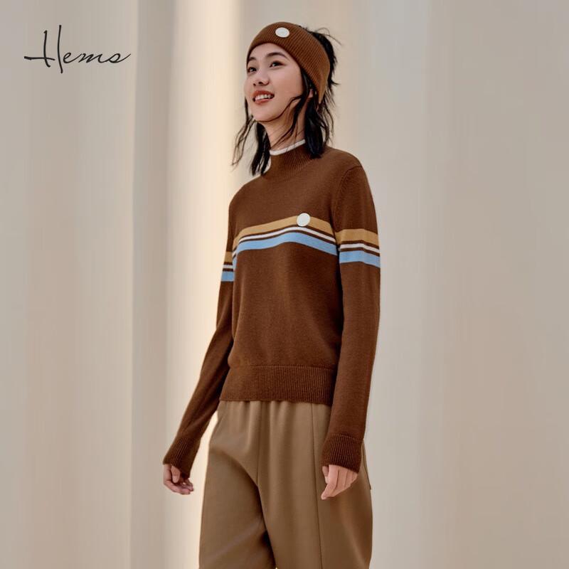 

HILMANS Women s Semi-High Neck Long Sleeve Cashmere Sweater L