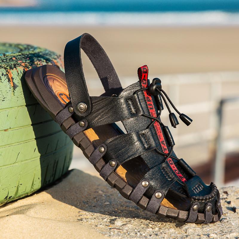 Sandals Mens Shoes Summer Anti Collision Outdoor Walking Treking Casual Handmade Leather Casual Shoes Comfortable Slippers Big47