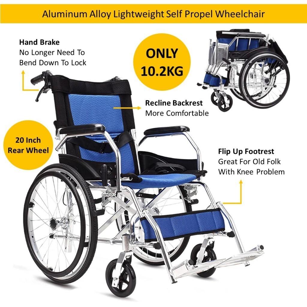Foldable Self Propel Wheelchair Portable Lightweight Travel Push Chair
