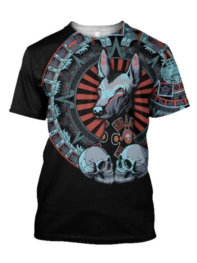 Summer Trend Harajuku 3D Printed Top Mexico Aztec Men's Casual T-shirt Street Fashion Classic Vintage O Neck Loose