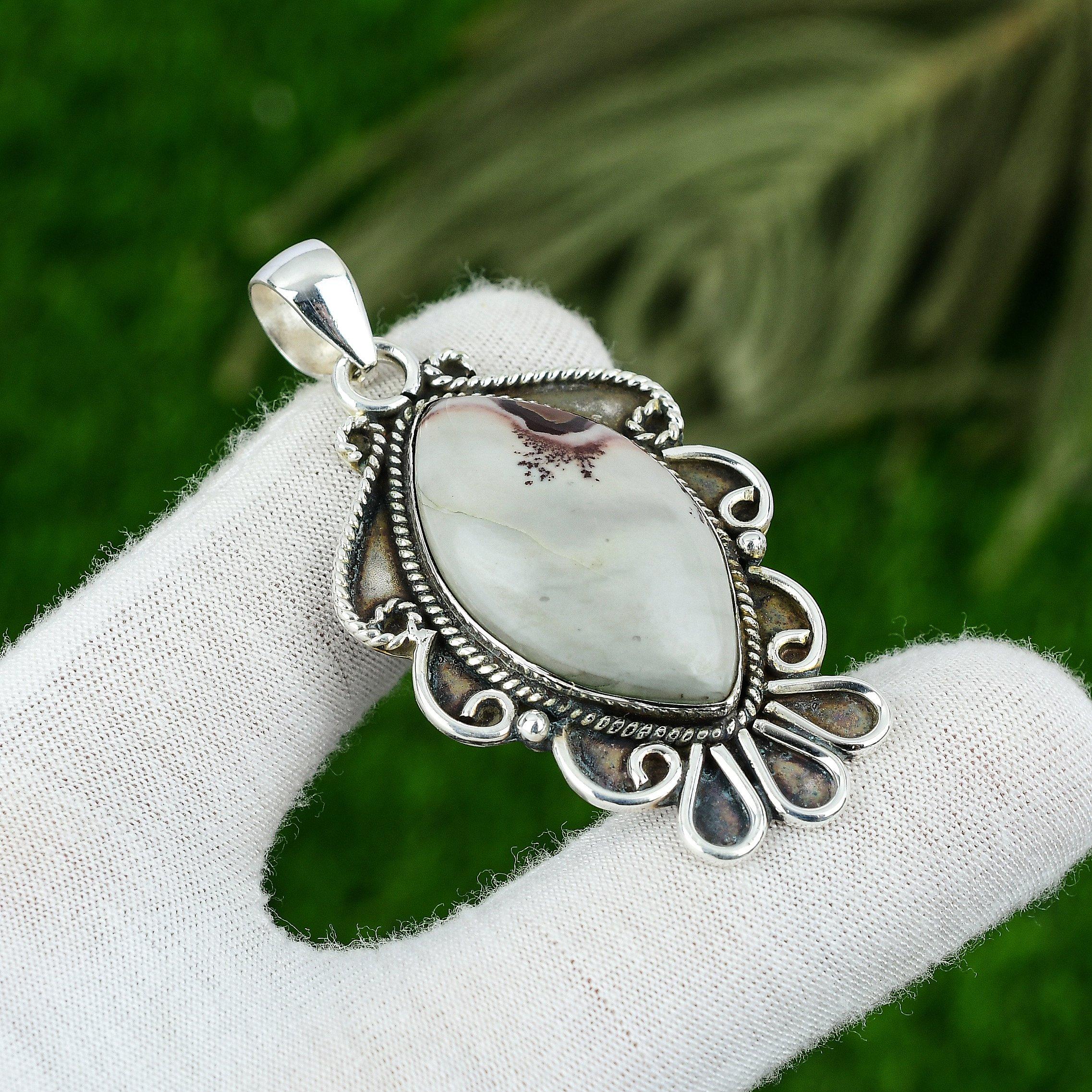 

Marquise Natural Coffee Bean Jasper 925 Silver Ethnic Mother New Pendant Jewelry