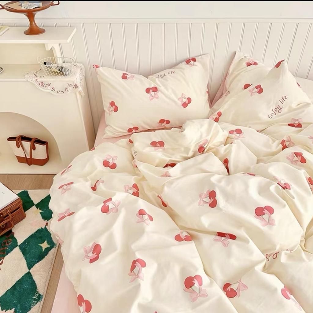 INS Pink Solid Color Bedding Set Girls Boys Single Double Size Flat Sheet Duvet Cover Pillowcase Bed Linens Home Textile