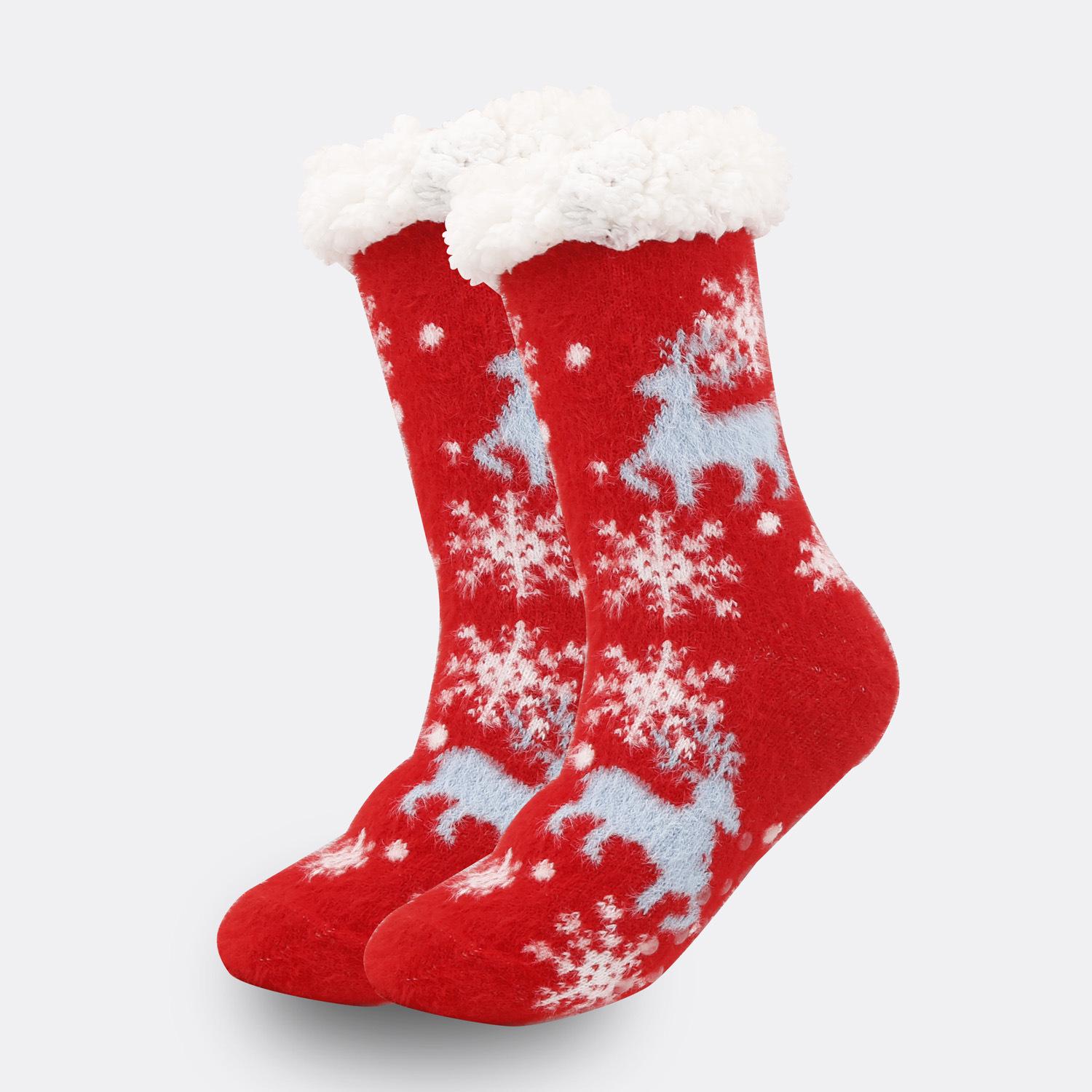 

Зимние рождественские носки для взрослых: Плюшевые Утепленные Носки до середины икры для дома и сна для мужчин и женщин One Size