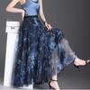 High-waisted Slim Printed A-line Large Hem Skirt with Long Skirt Temperament, Fashionable and High-end