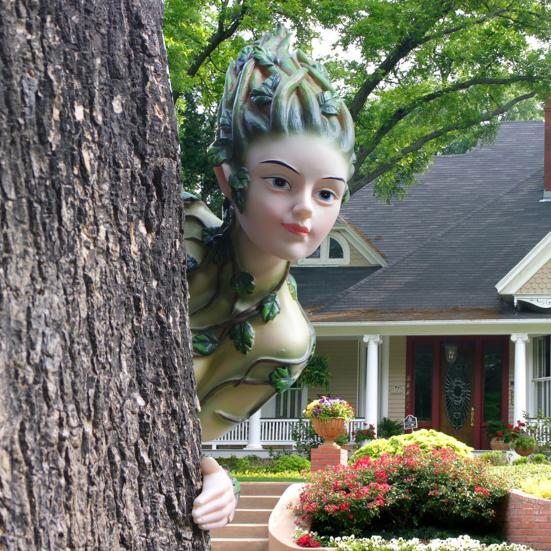Elf Statue Fairy Tree Hugger Waterproof UV Resistant Simple Installation Fairy Garden Ornament Figurines Tree Hugger