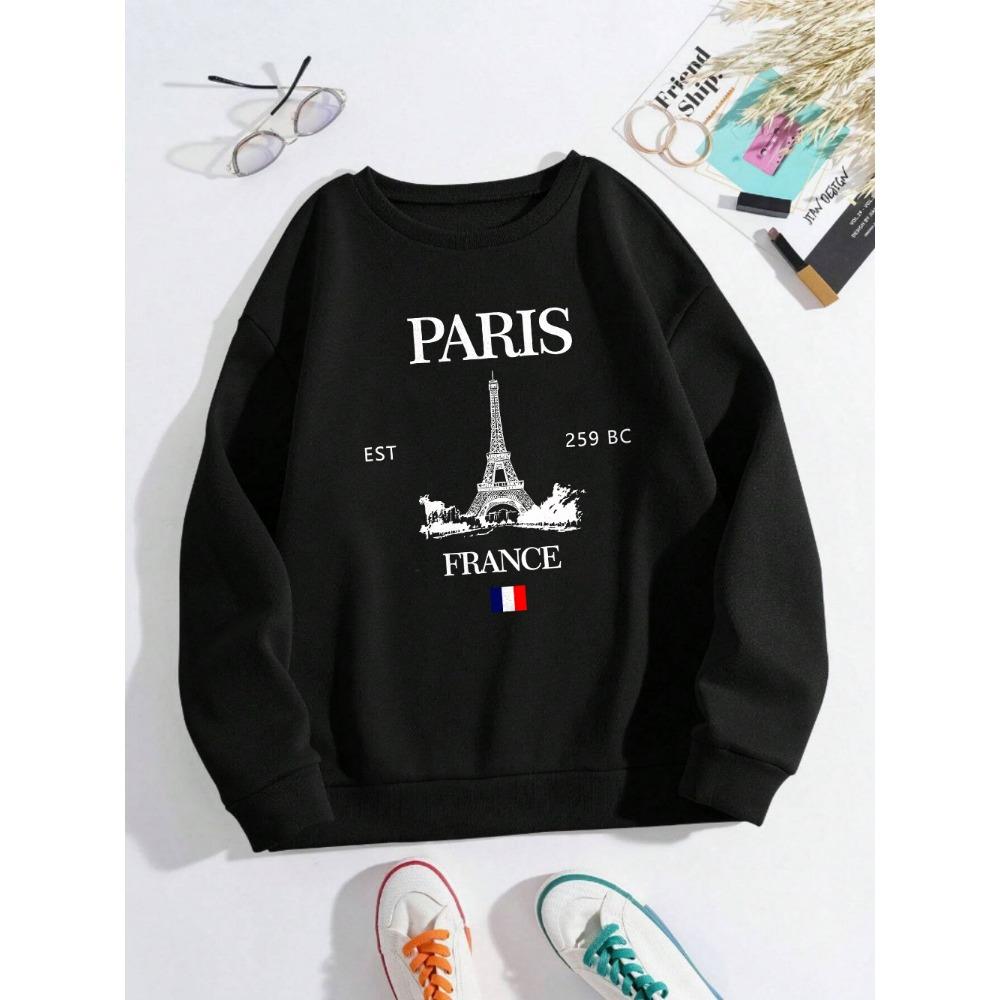 Fashion Womens Hoodie Paris France Eiffel Tower Printing Sweatshirt Warm Comfortable Pullovers Autumn Female Streetwear