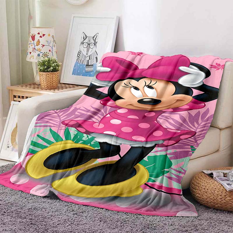 Multi-Sizes Minnie Mouse Cartoon Print Blanket Warm Soft Flannel Material Suitable for All Seasons Adult Children Luxury Gifts
