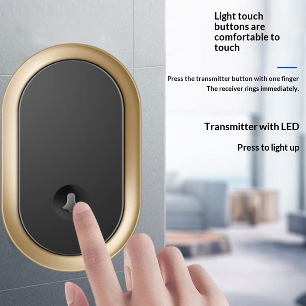 Wireless Doorbell 300M/984Ft Range Battery Type Welcome Chime Adjustable Volume Door Chime for Elderly/Senior
