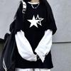 2026 Léto Korejský Styl Tmavý Potisk Volný Střih Dlouhý Rukáv Dvoudílné Tričko pro Ženy