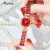 Crystal Women's Waterproof Bracelet Watch Red Simple Quartz Fashionable
